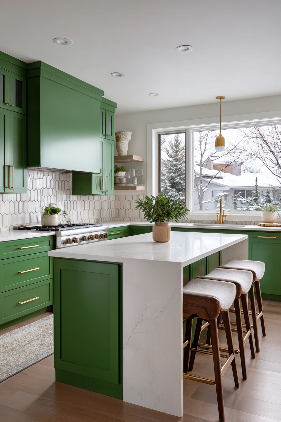 green kitchen cabinets 2