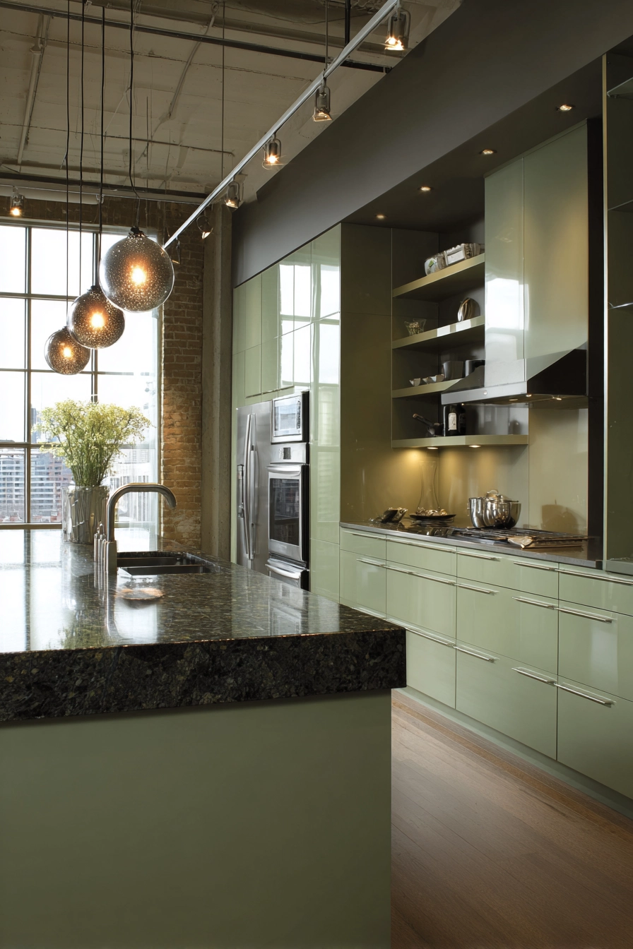green kitchen cabinets 9