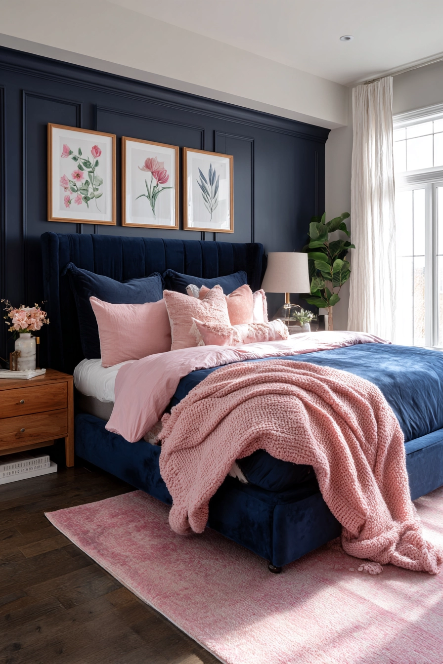 Navy Blue and Pink Bedroom: A Harmonious Blend of Style and Serenity ...