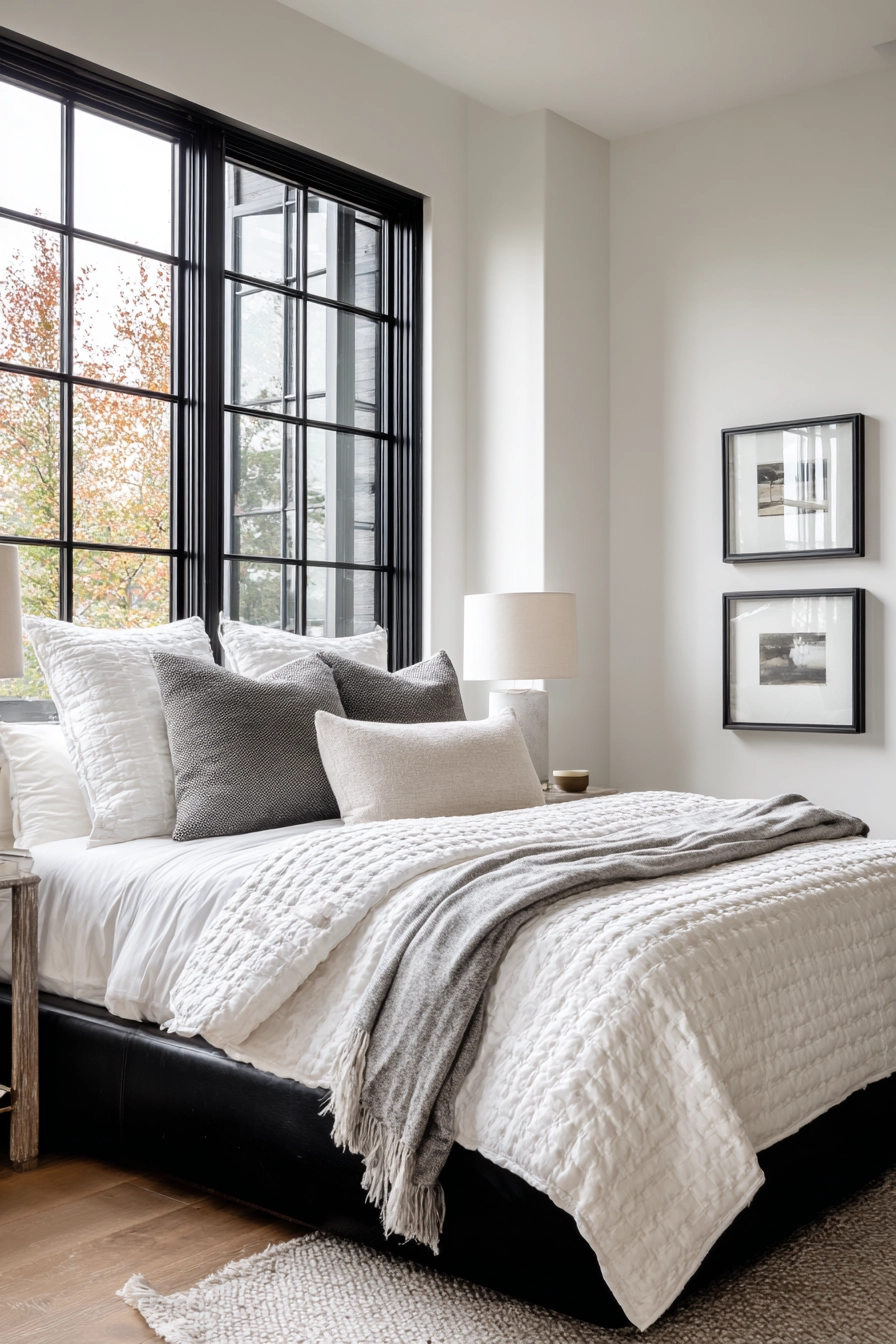 neutral and black bedroom 16
