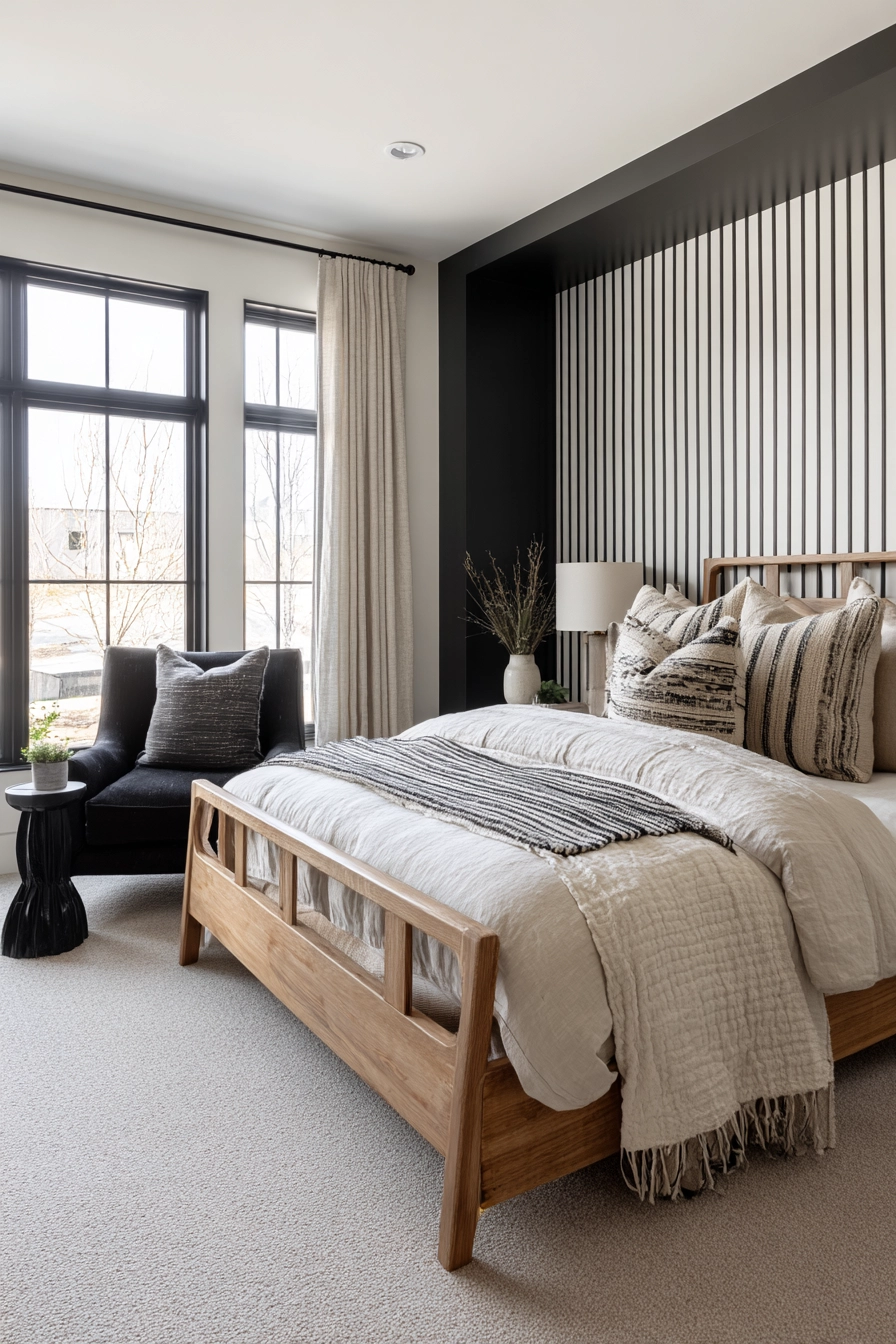neutral and black bedroom 18
