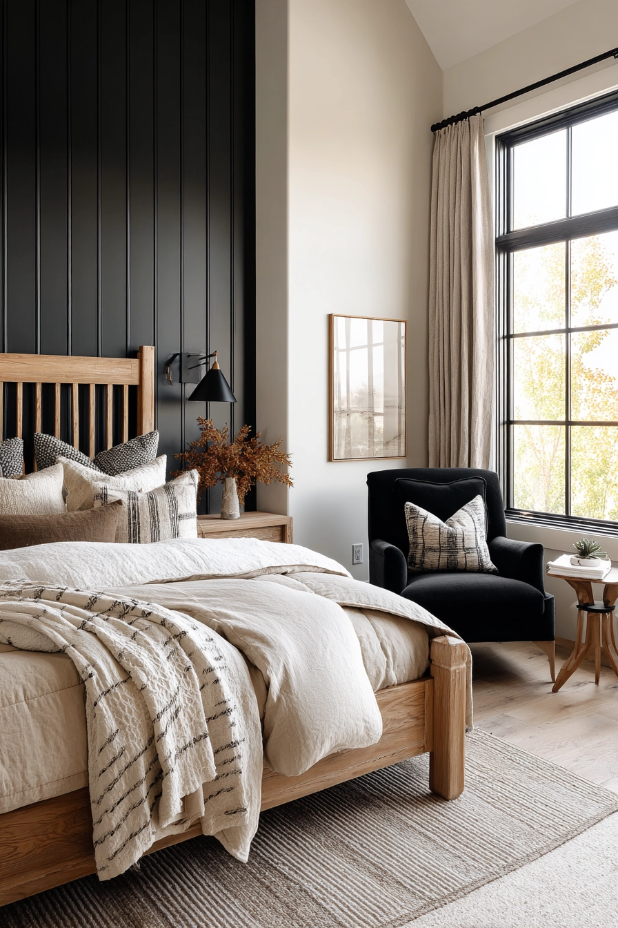 neutral and black bedroom 19