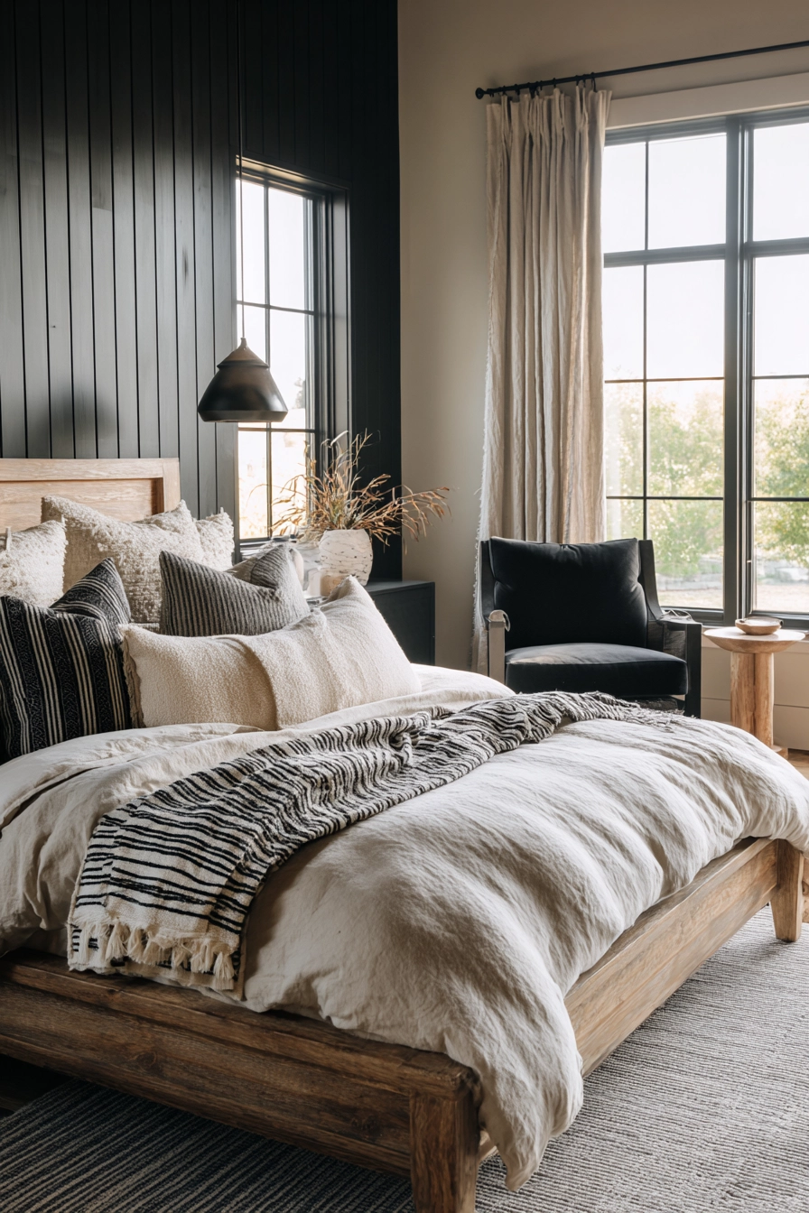 neutral and black bedroom 20