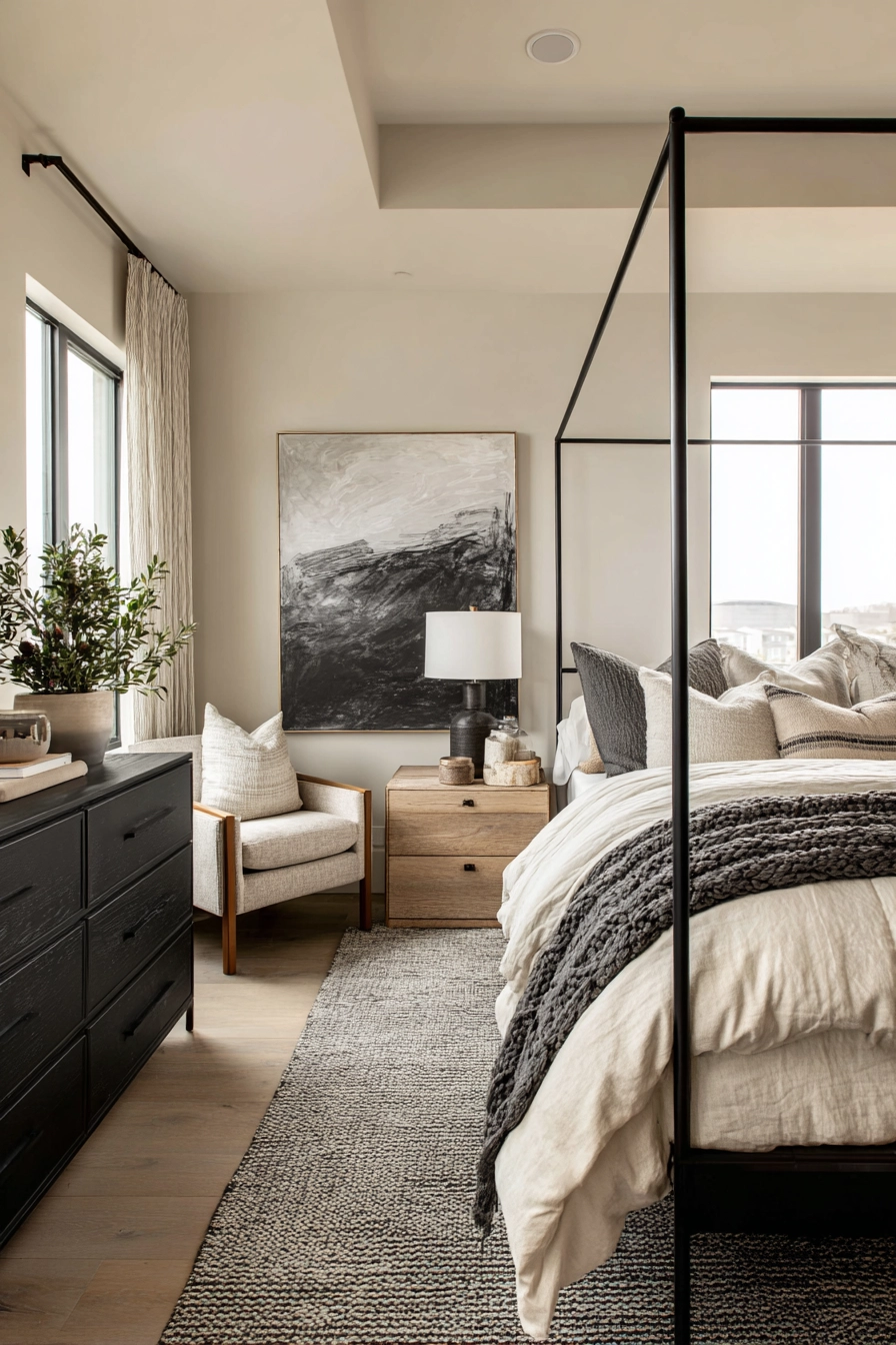 neutral and black bedroom 6