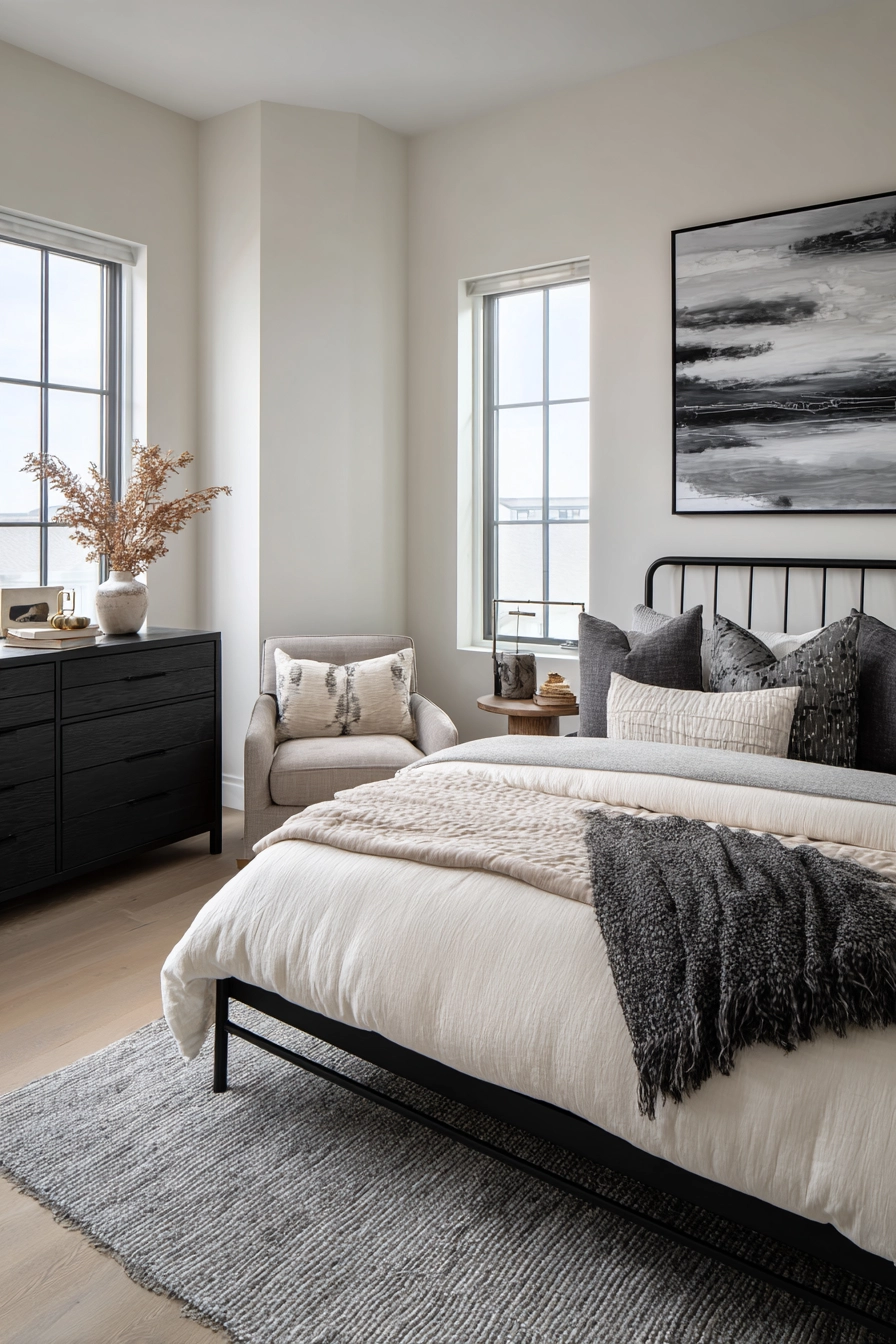 neutral and black bedroom 8