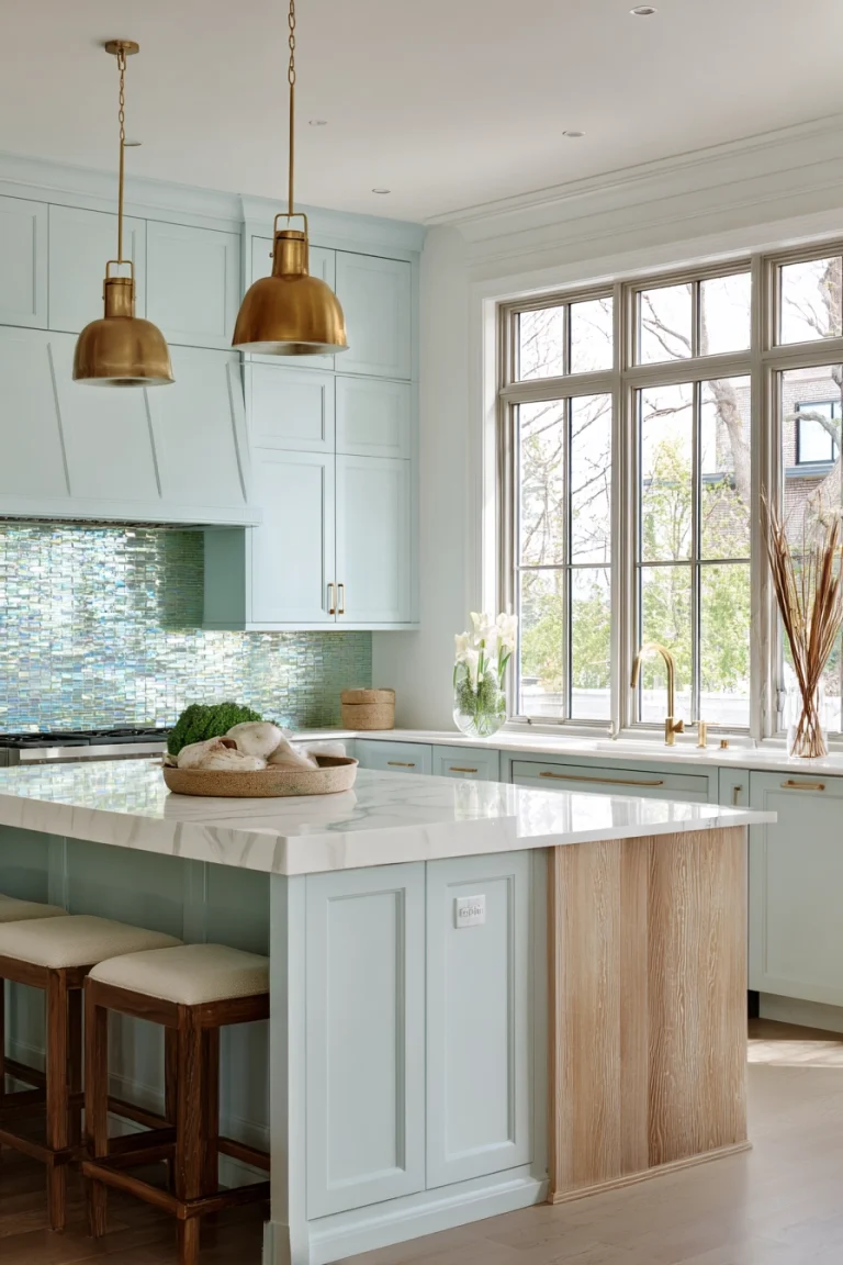 pale blue kitchen cabinets 1