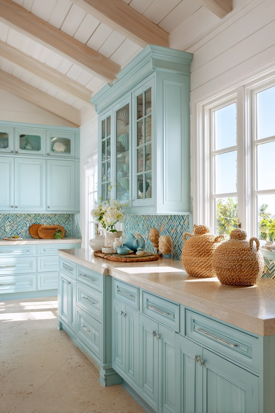 pale blue kitchen cabinets 13