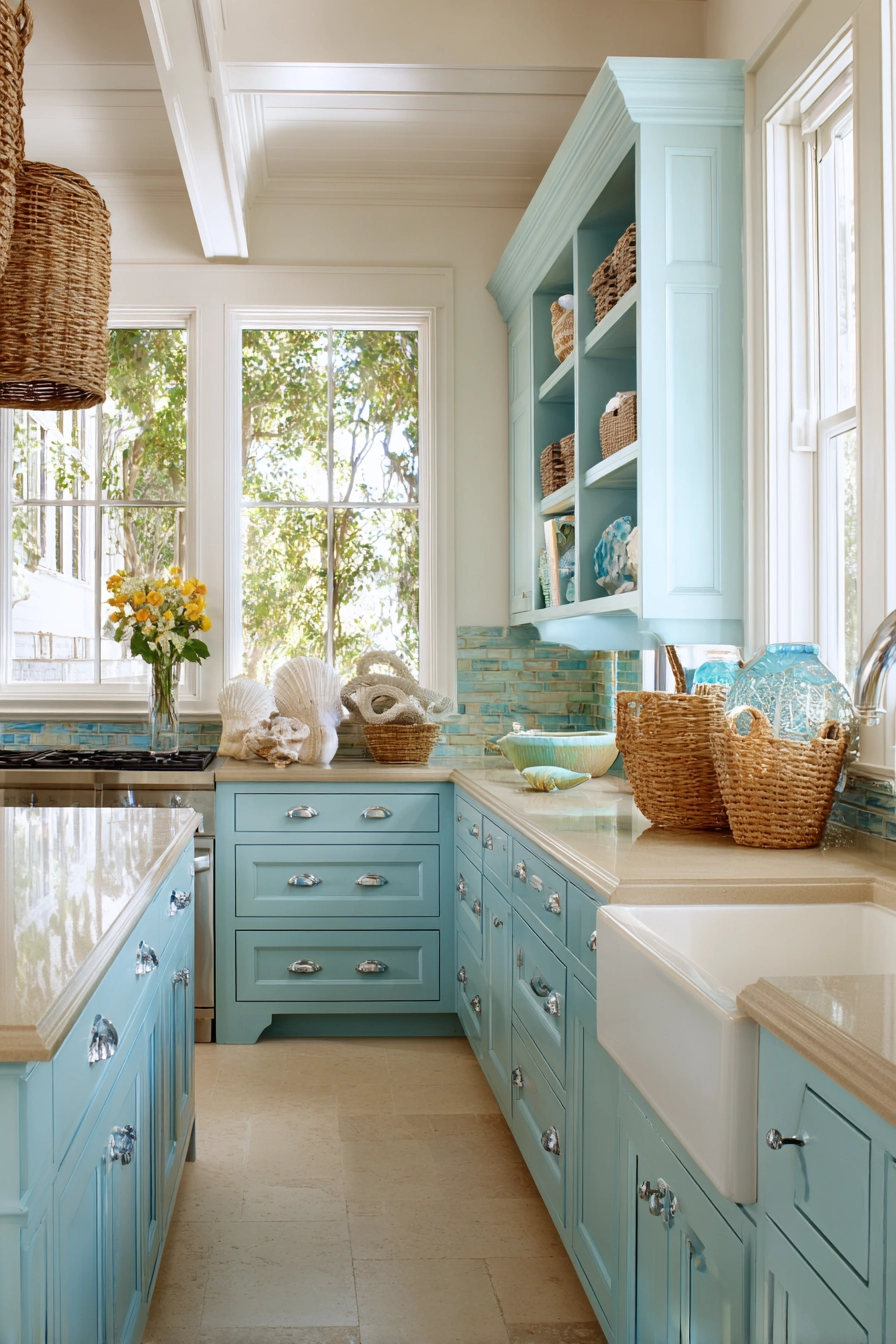 pale blue kitchen cabinets 16