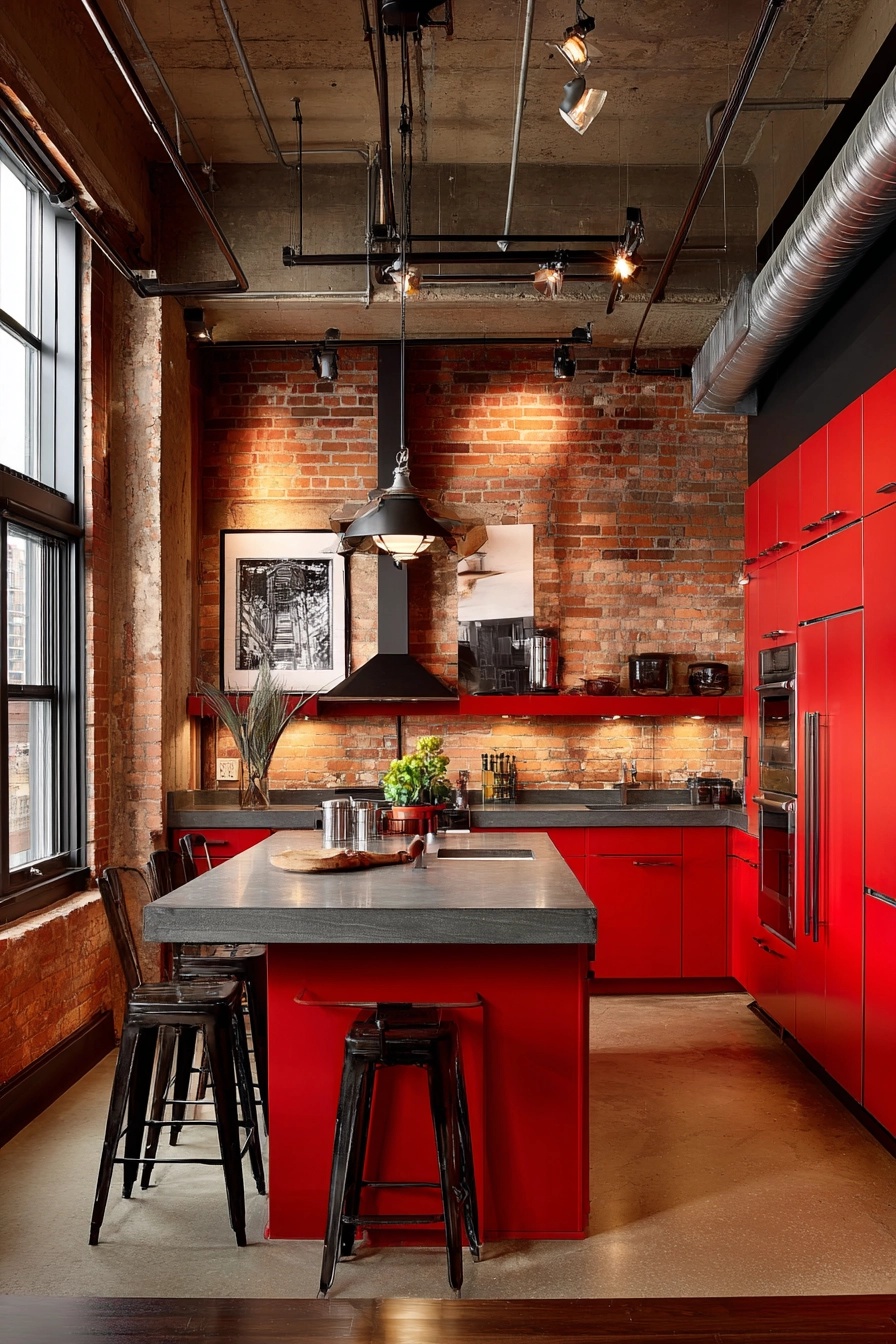 red kitchen cabinets 10