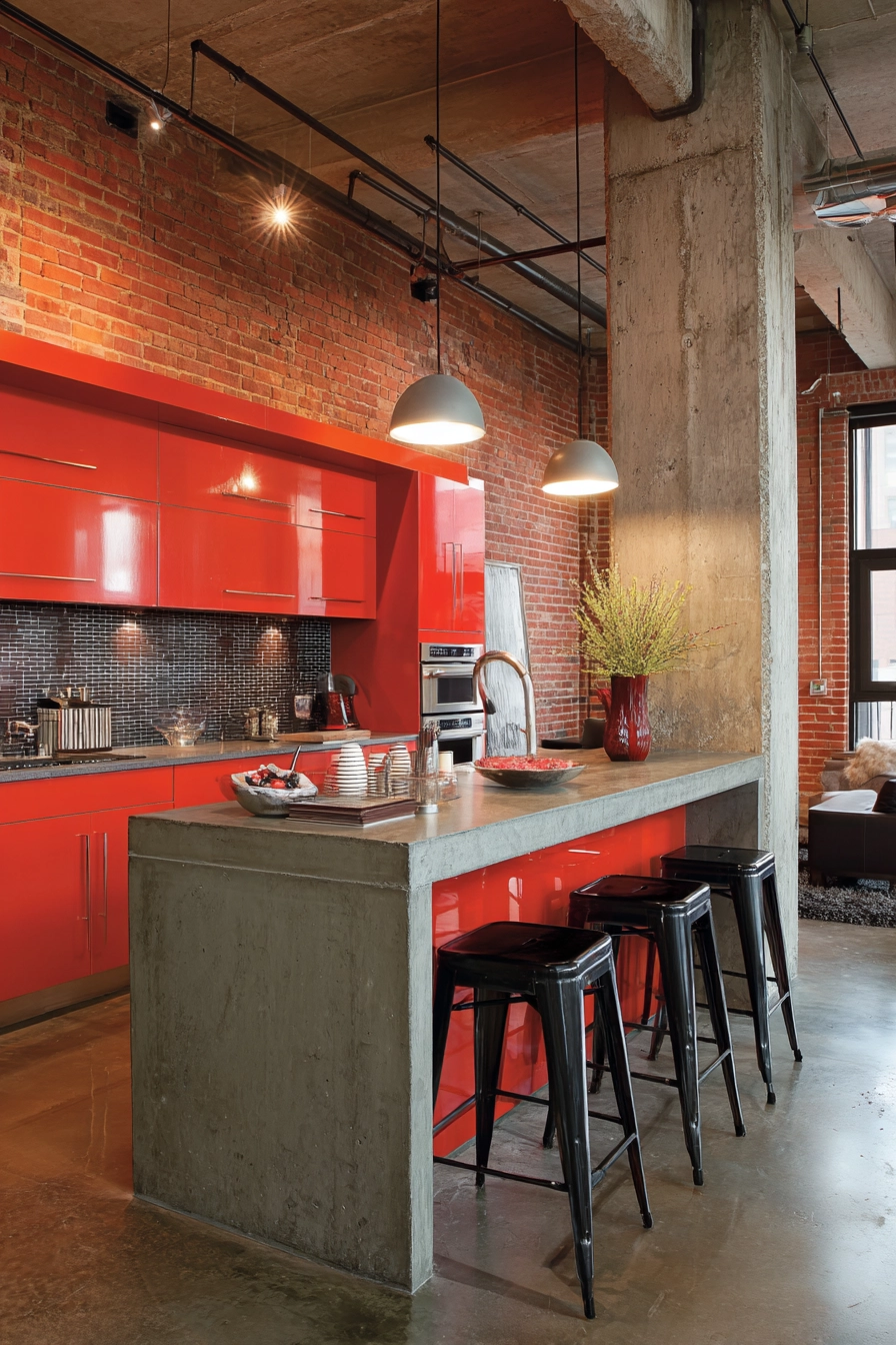 red kitchen cabinets 11