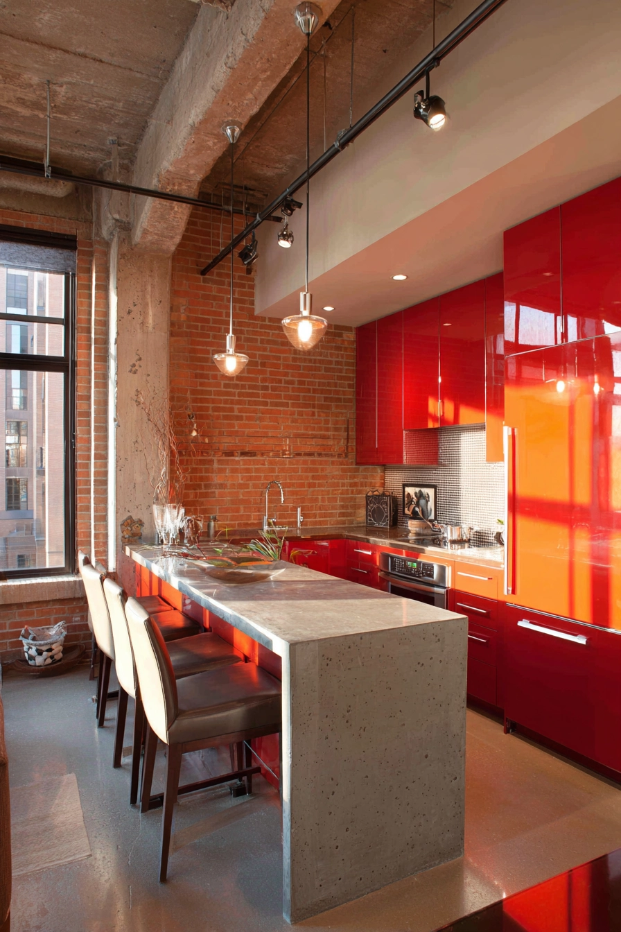 red kitchen cabinets 12