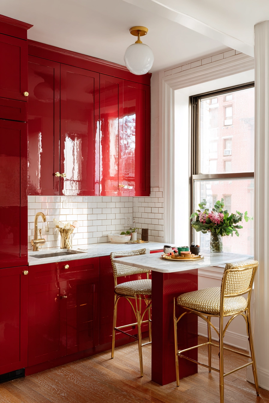 red kitchen cabinets 13