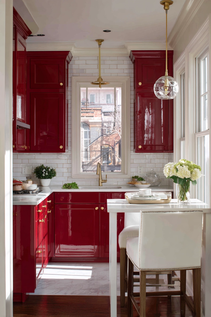 red kitchen cabinets 15