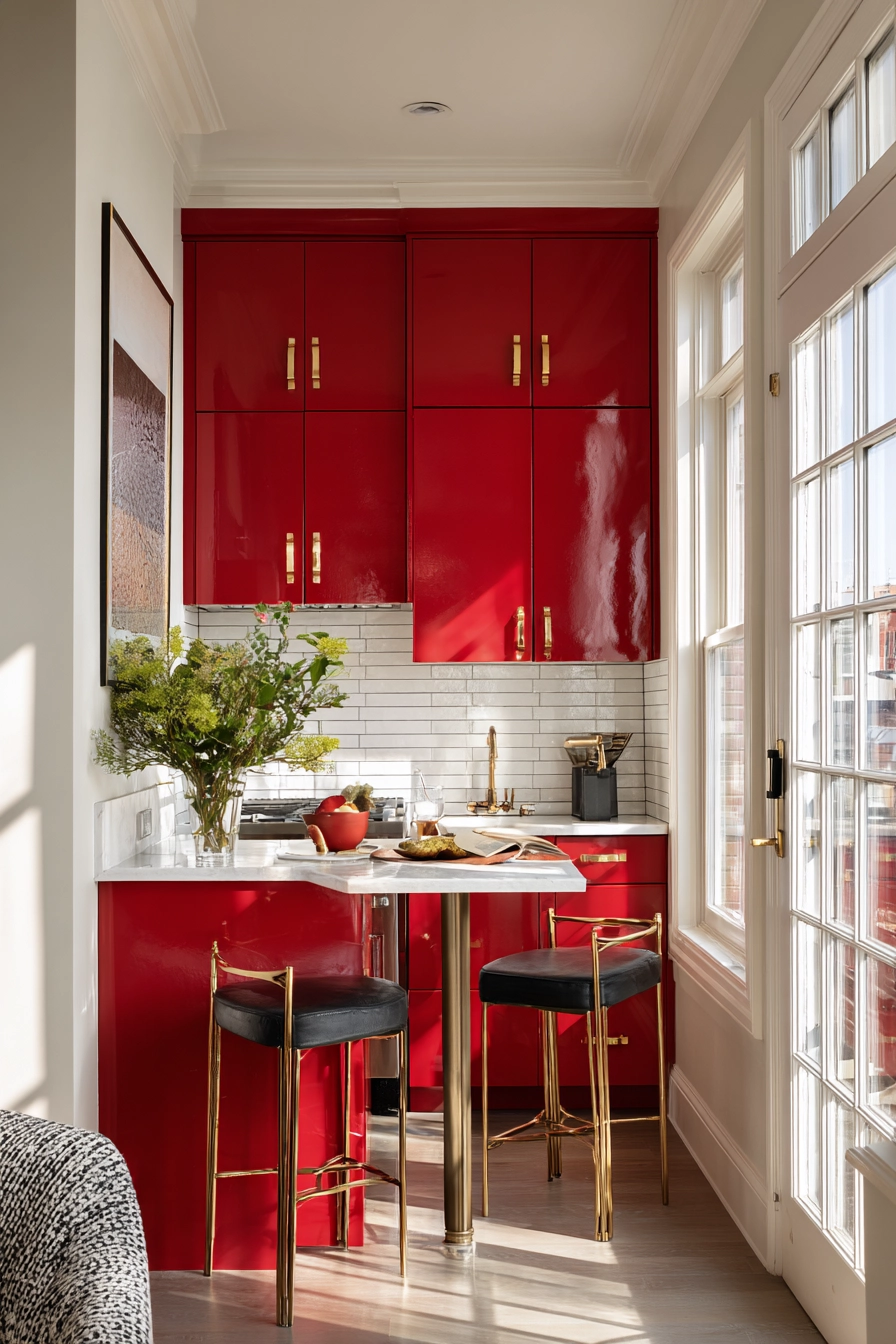 red kitchen cabinets 16