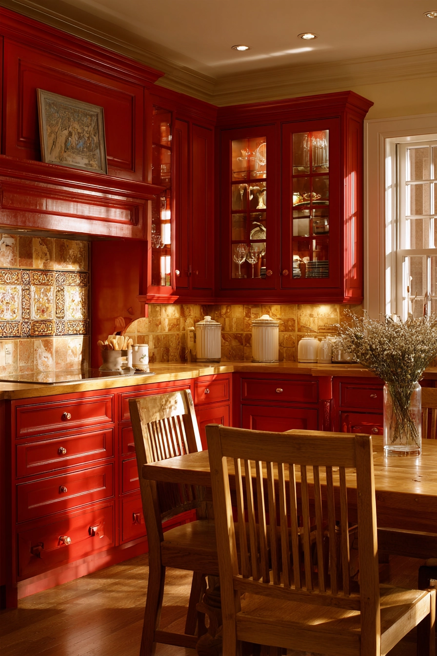 red kitchen cabinets 17