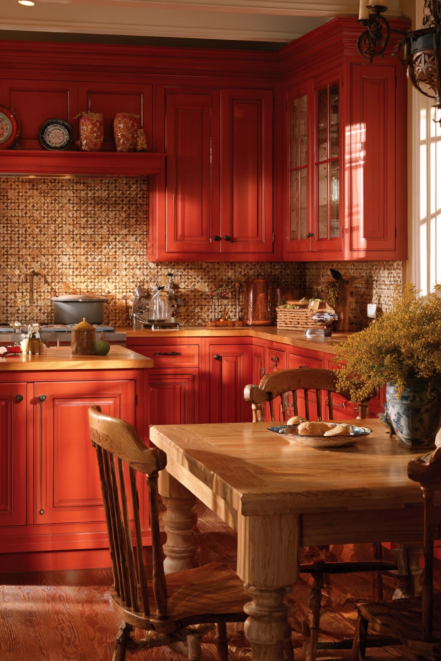 red kitchen cabinets 19