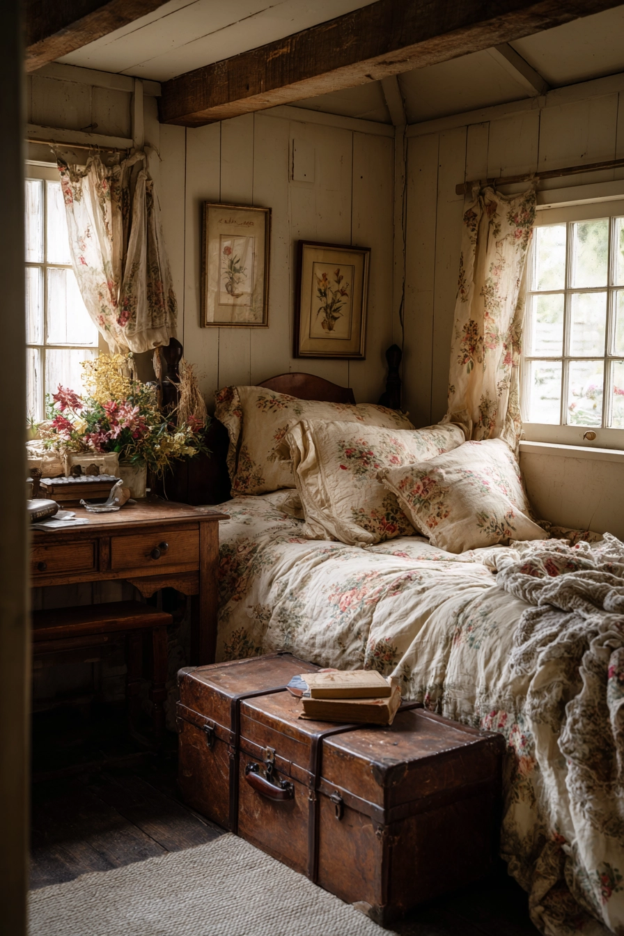 vintage cottage bedroom 16