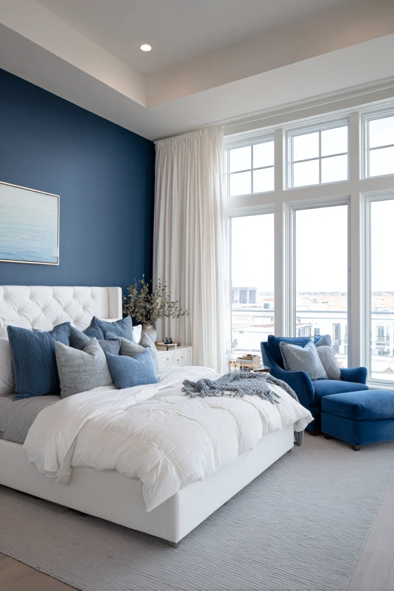 white and blue bedroom 1