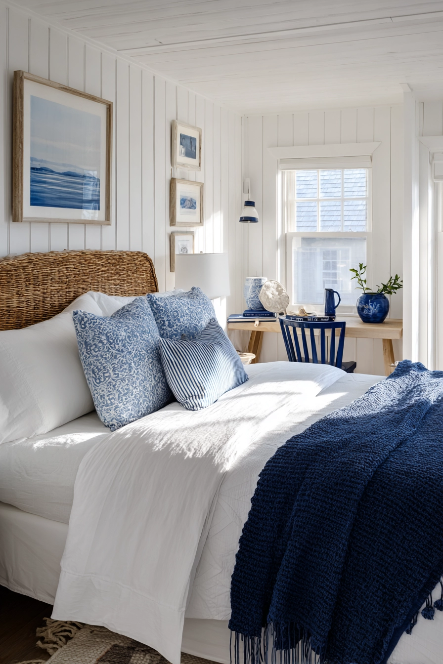white and blue bedroom 12