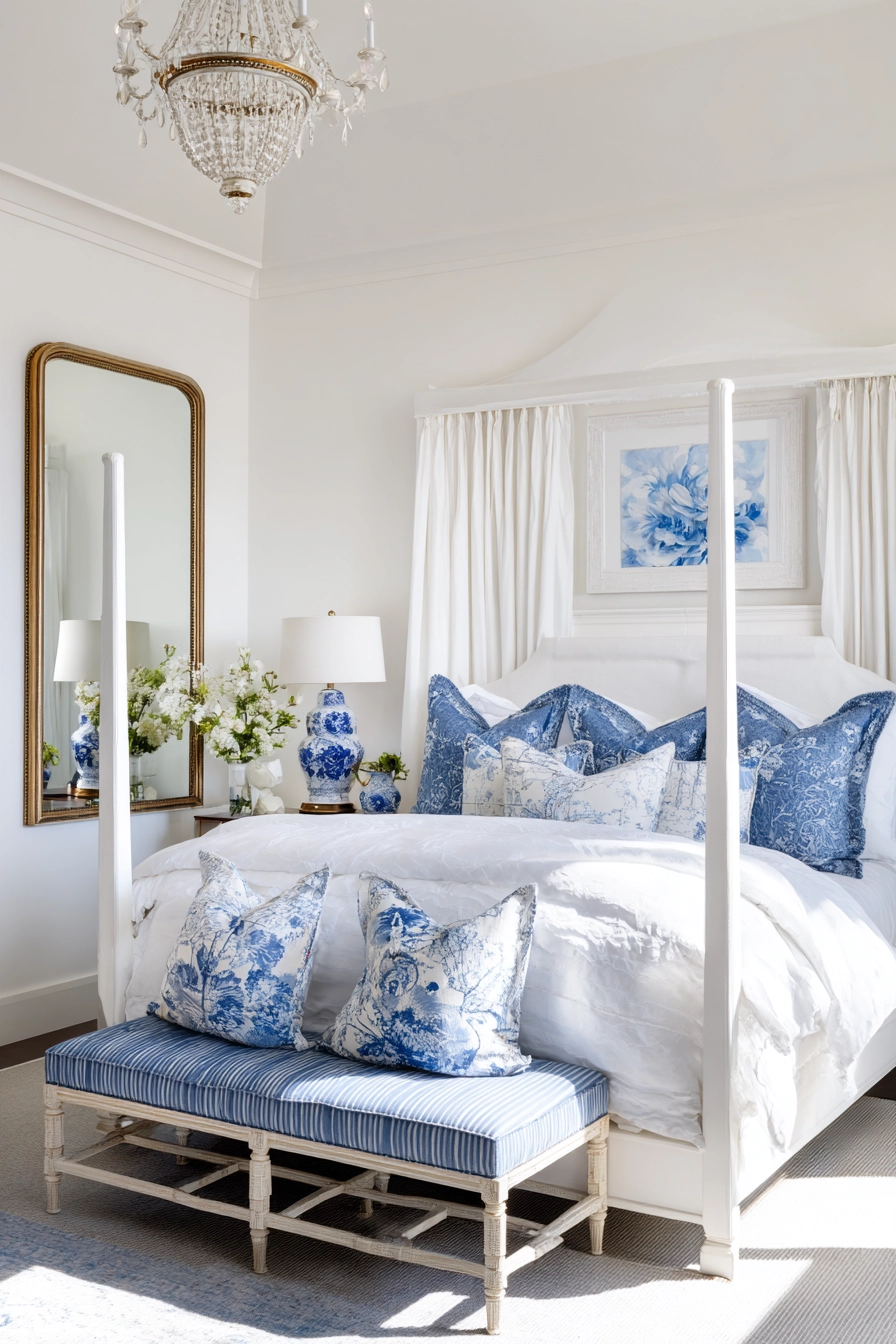 white and blue bedroom 13