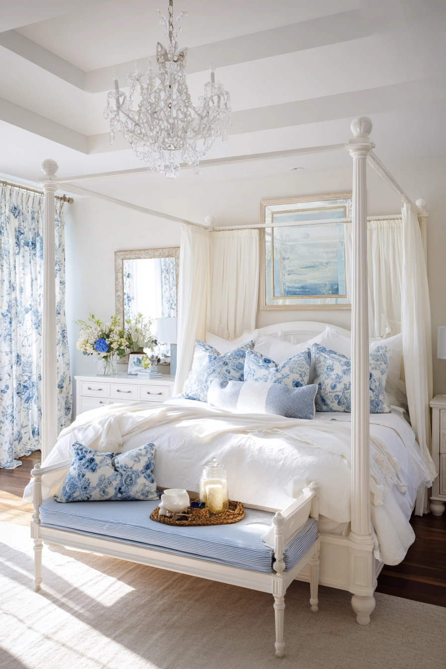 white and blue bedroom 14