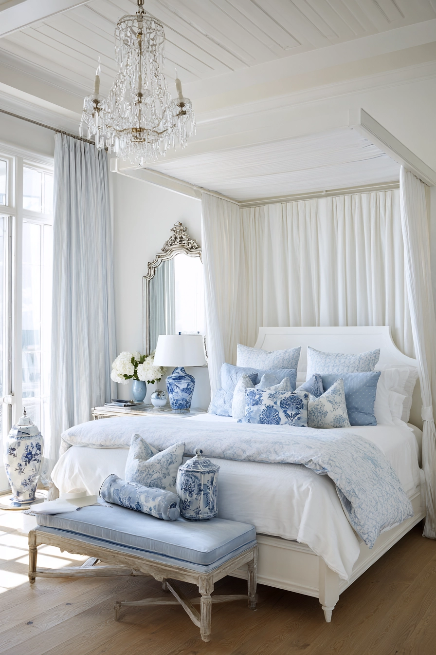 white and blue bedroom 15