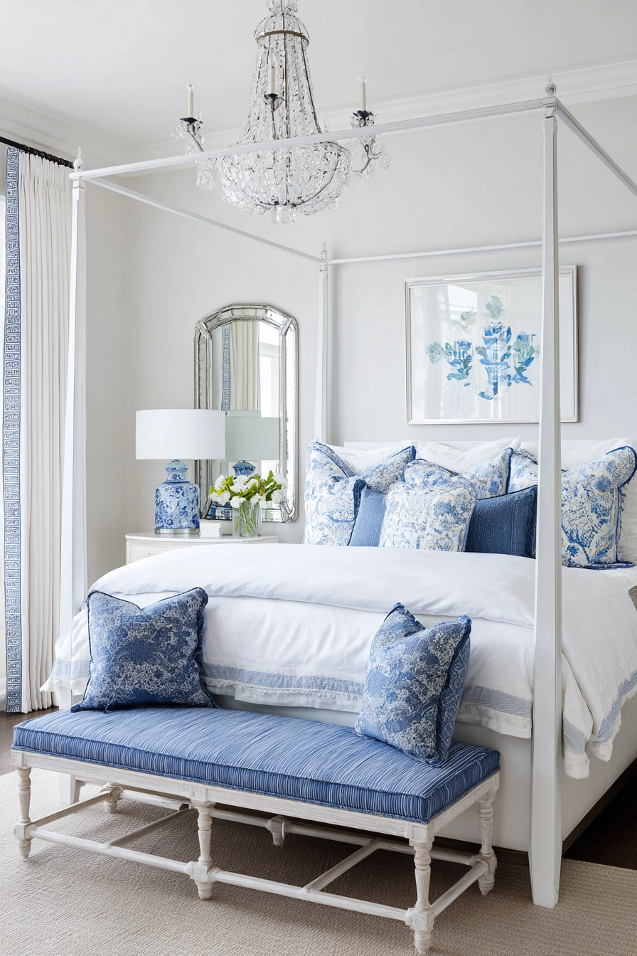 white and blue bedroom 16