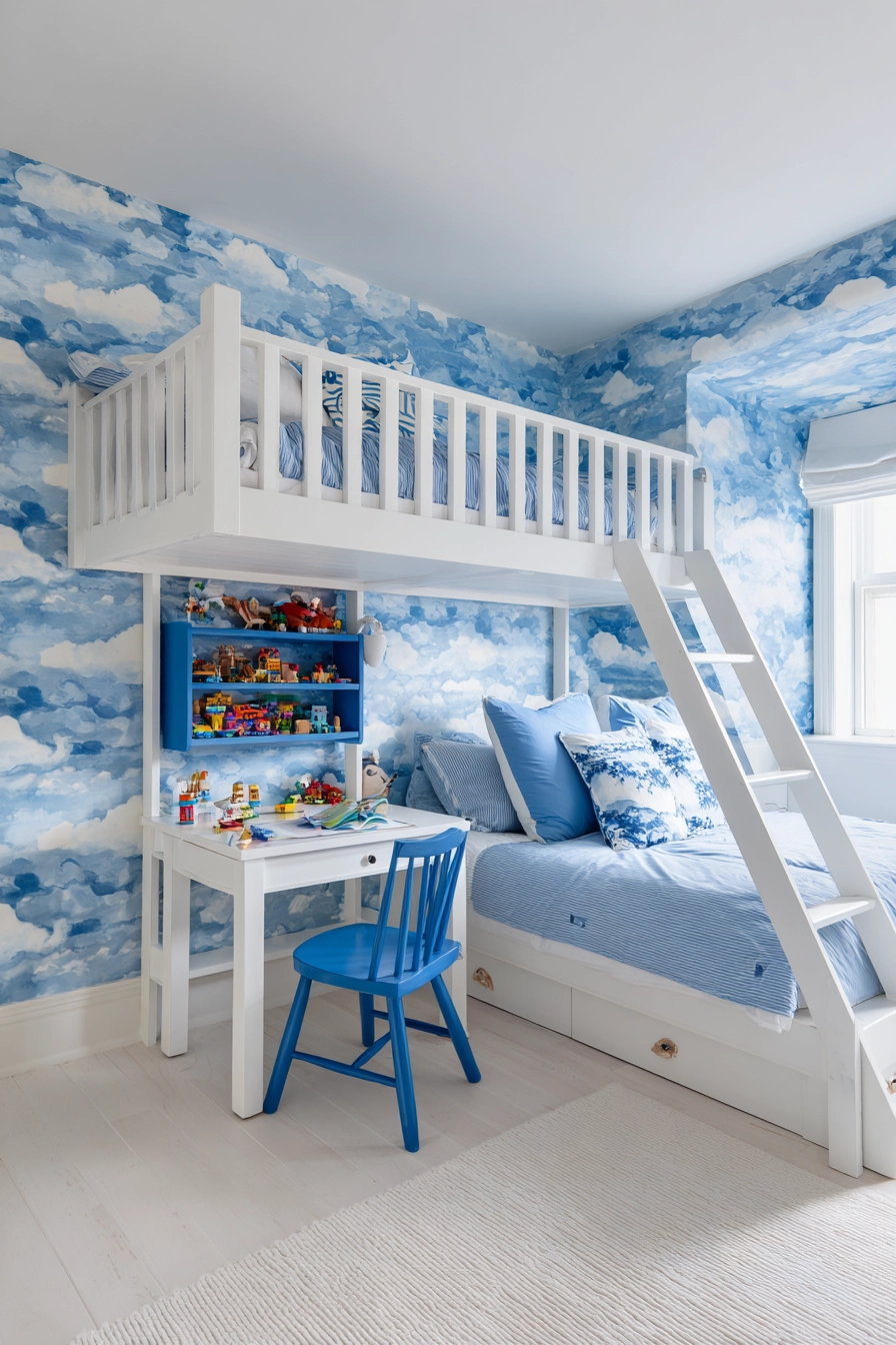 white and blue bedroom 18