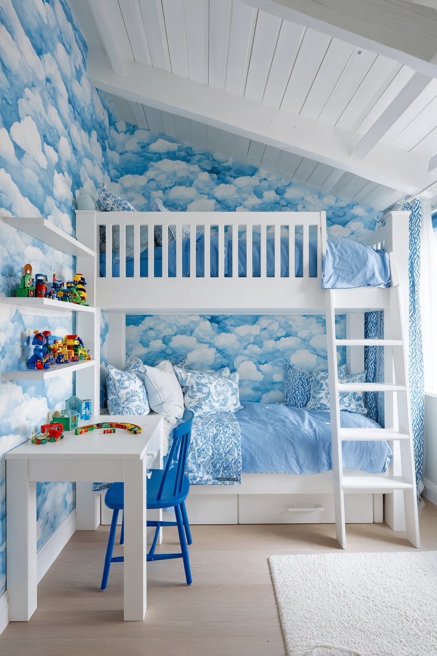white and blue bedroom 19