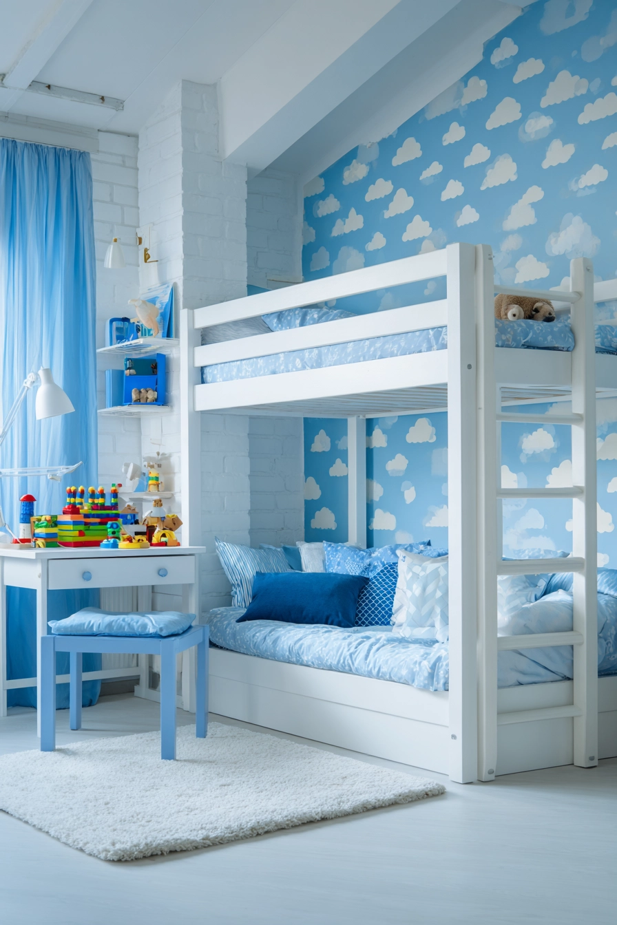 white and blue bedroom 20