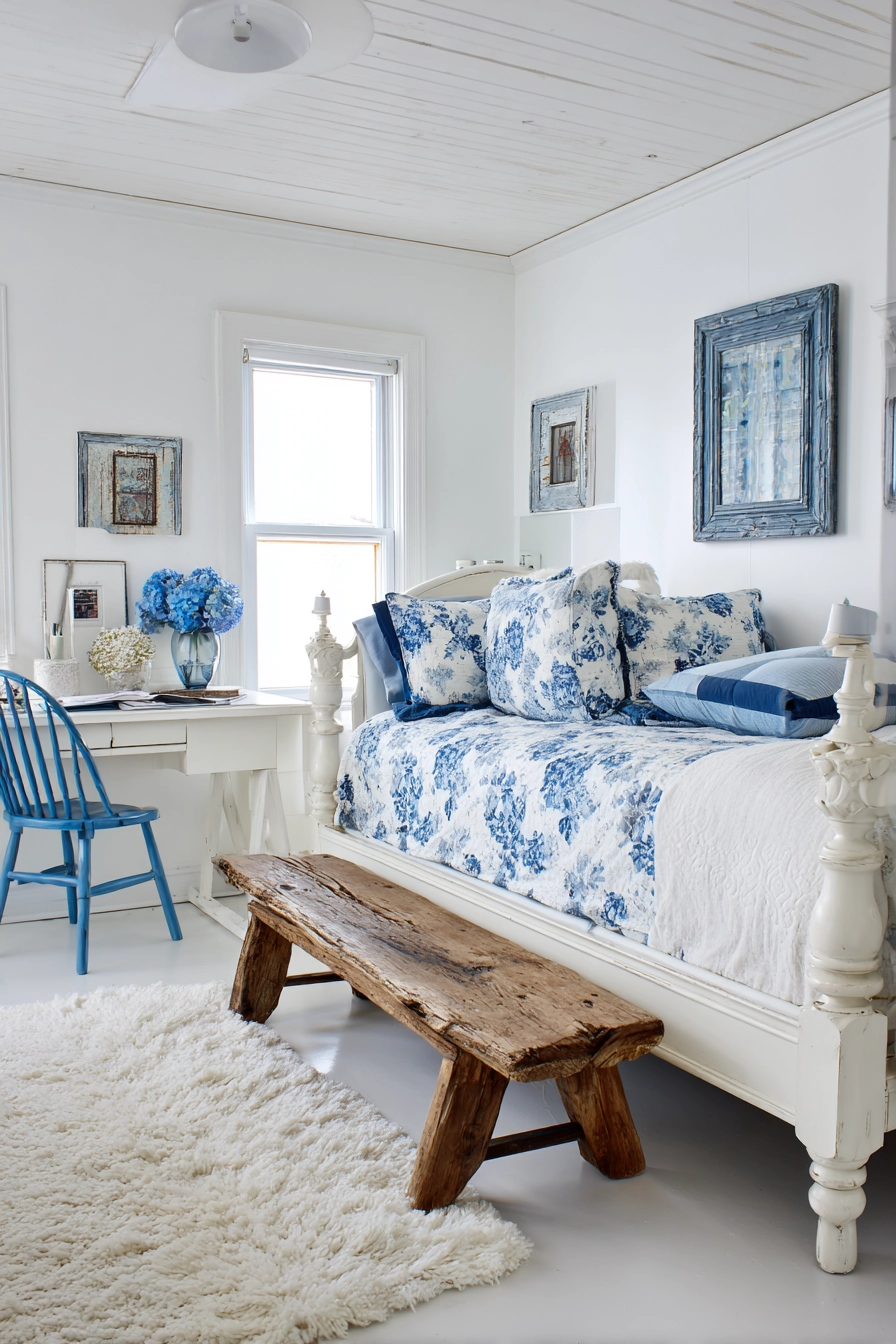 white bedroom with blue accents 11