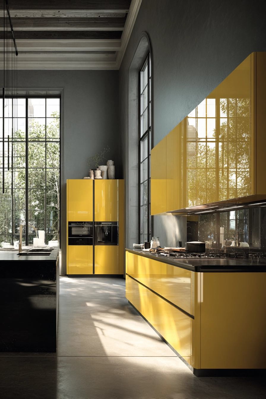 yellow kitchen cabinets 17